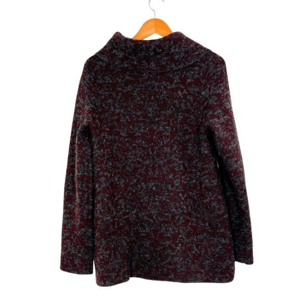 Ellen Tracy Wool Blend Sweater Cardigan Sz L Textured Red Gray One‎ Button Front - Picture 4 of 7